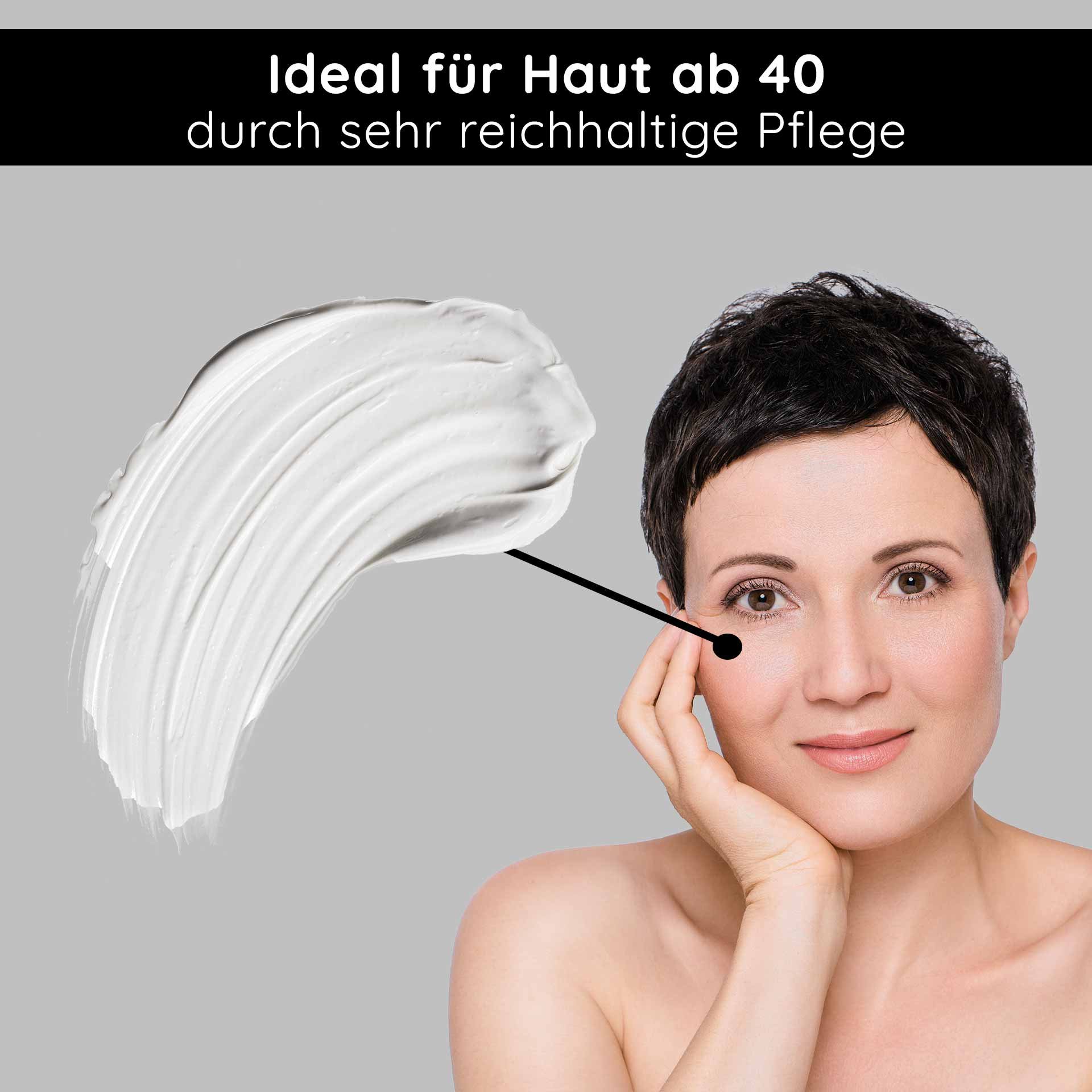 Hochwertiger Tiegel: Die Stem Cell Eye Cream im luxuriösen Gefäß con silbernem Deckel per eine exklusive Augenpflege.