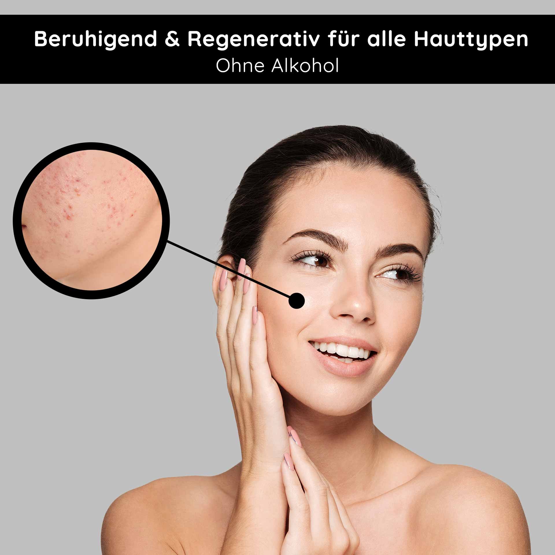 Primo piano degli ingredienti del tonico viso analcolico.