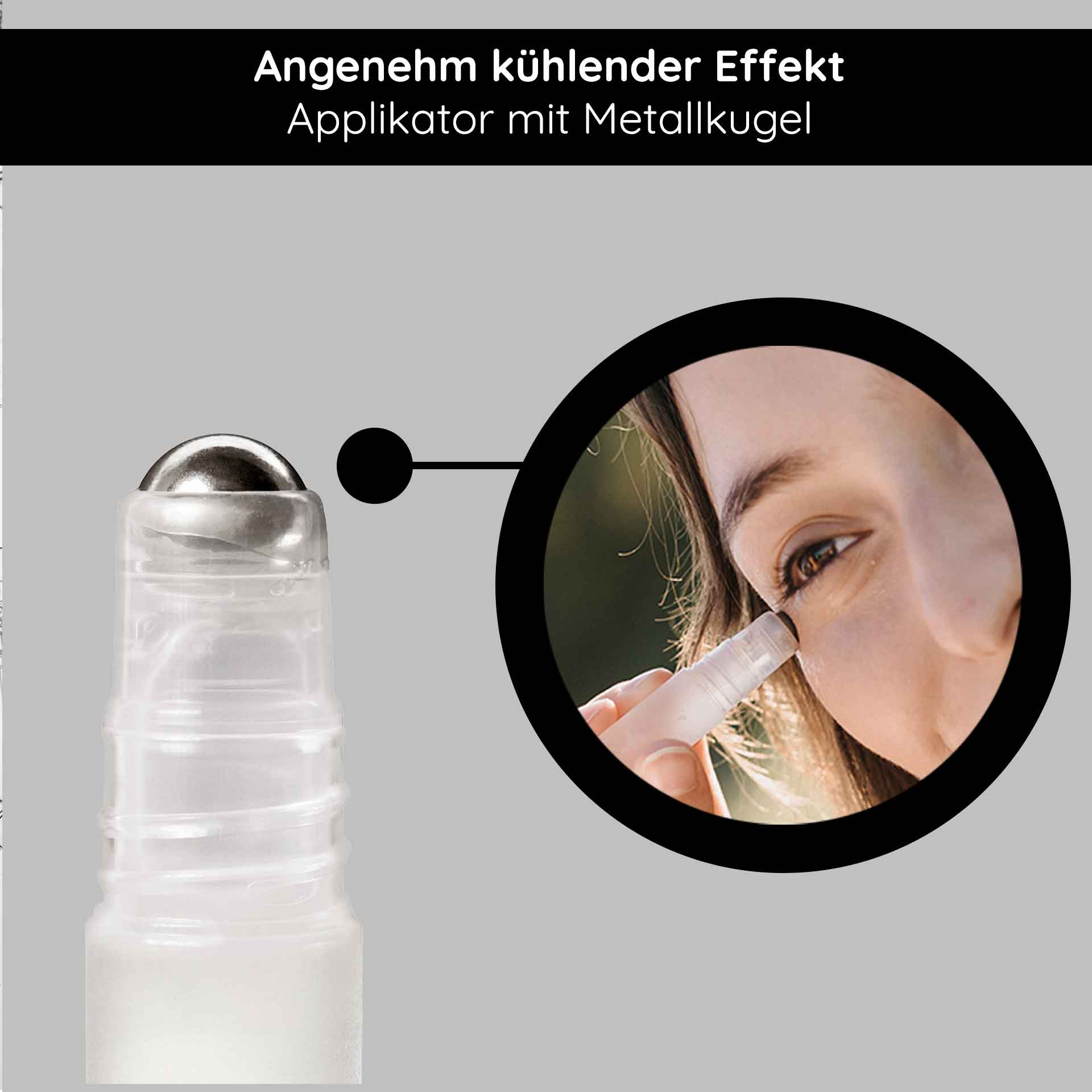 Eye Lifting Roll On 10 ml per un contorno occhi luminoso Angenehm kühlender Applikator mit Metallkugel für den RAU Eye Lifting Roll On, Anwendung zur Reduzierung von Fältchen, Augenringen und Tränensäcken.
