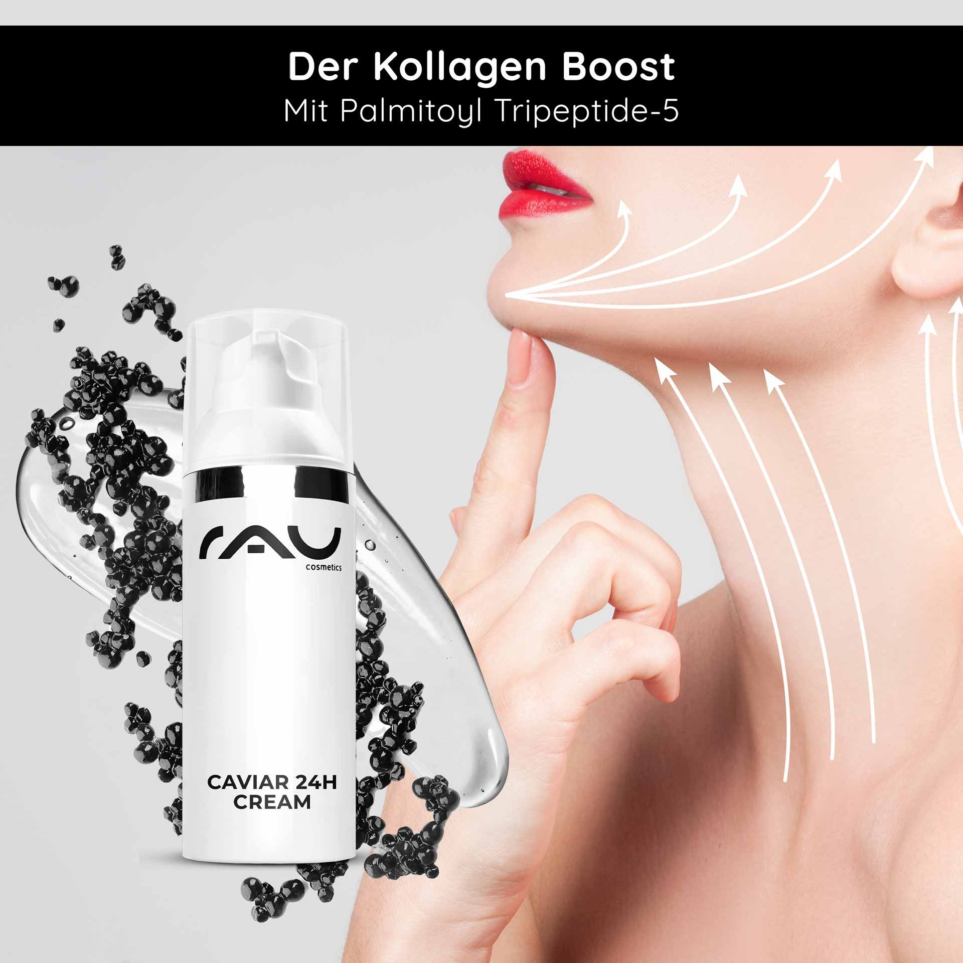 Exklusives Design: Der luxuriöse Tiegel der Caviar 24h Cream mit hygienischem Dosierspender für optimale Haltbarkeit.