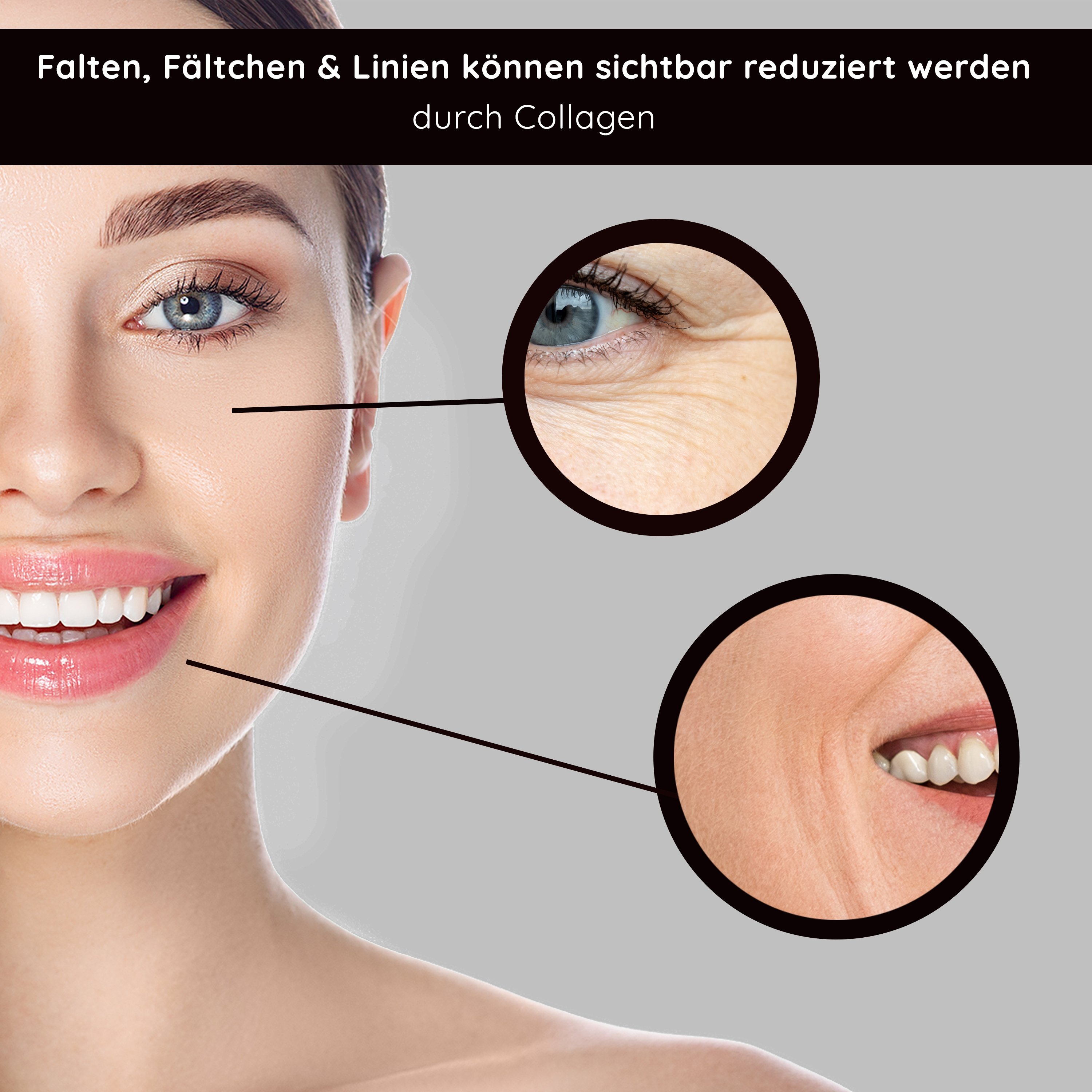 Ritratto di una donna che presenta l'effetto ringiovanente del Siero al Collagene di RAU Cosmetics con Trylagen.