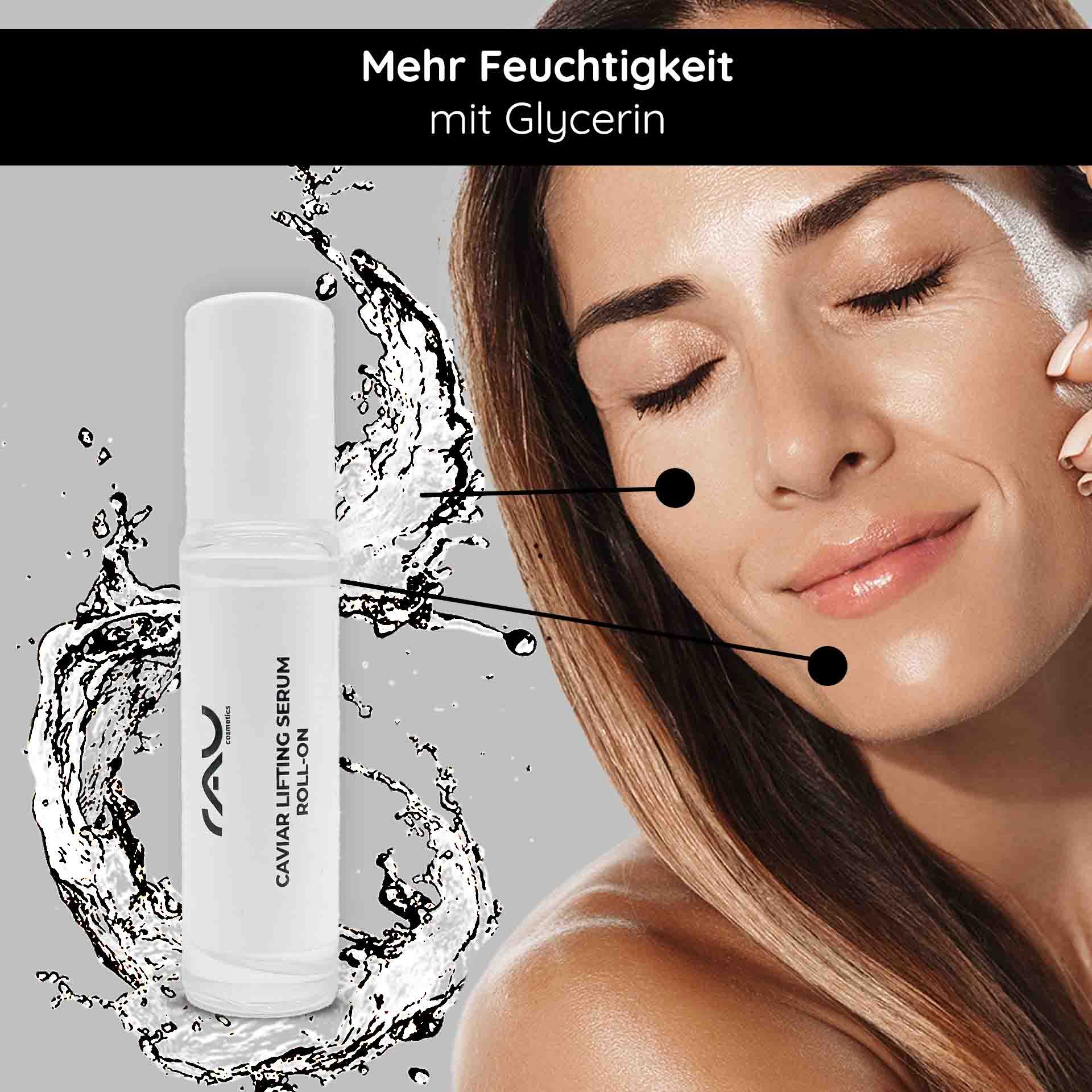 RAU Cosmetics Caviar Lifting Serum Roll-On 5 ml – Concentrato anti-age con estratto di caviale e peptidi reproage™ per l'affinamento dei pori, il levigamento e la cura lifting delle pelli mature