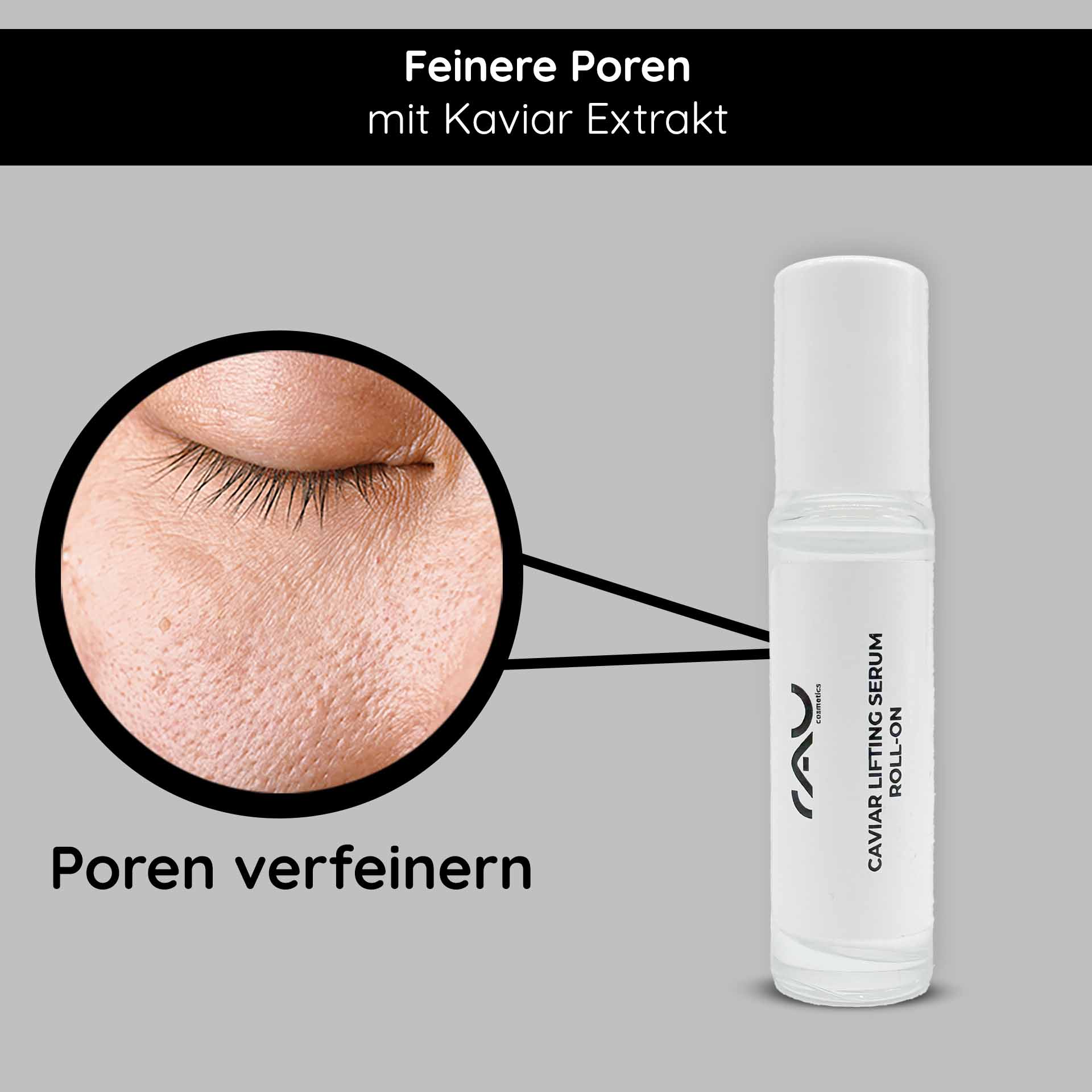 Caviar Lifting Serum Roll-On 10 ml con reproage & estratto di cavialeTriple Hyaluronic Serum Roll-On 10 ml con tripli acidi ialuronici RAU Cosmetics Caviar Lifting Serum Roll-On 5 ml in edler Verpackung – Anti-Aging-Serum mit Kaviarextrakt und Reproage™-Peptiden für reife Haut.