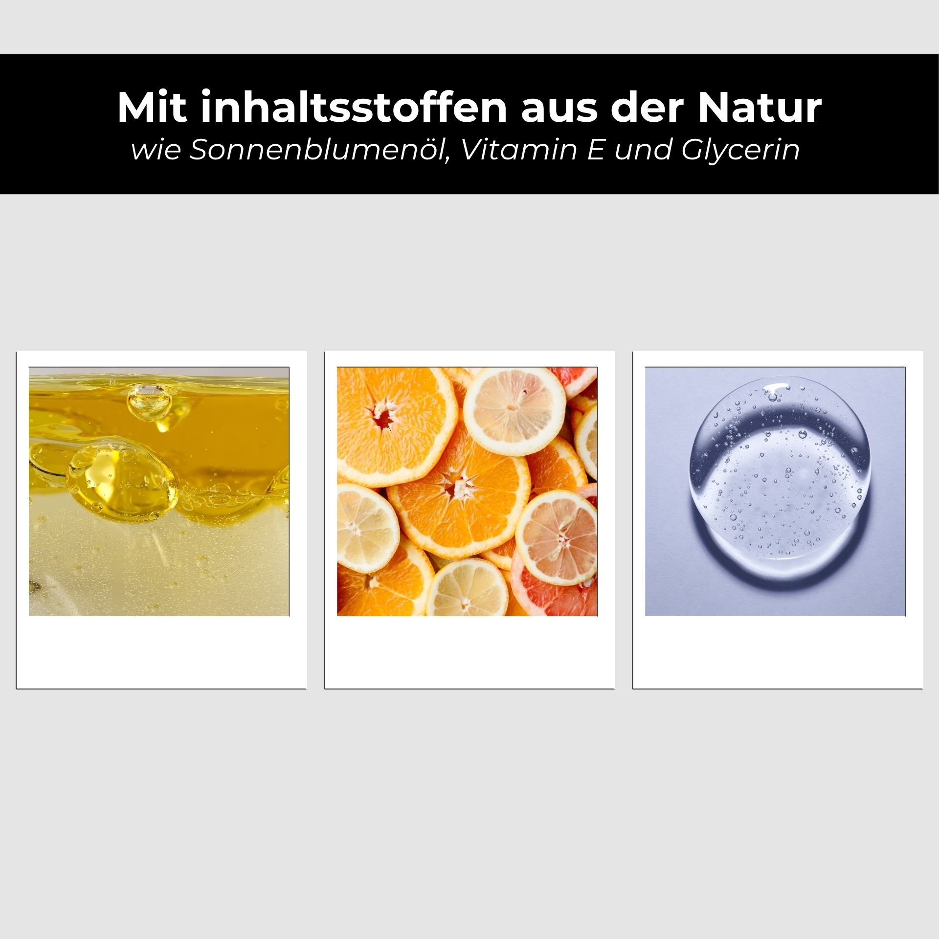 Primo piano della formula detergente vellutata con oli naturali.