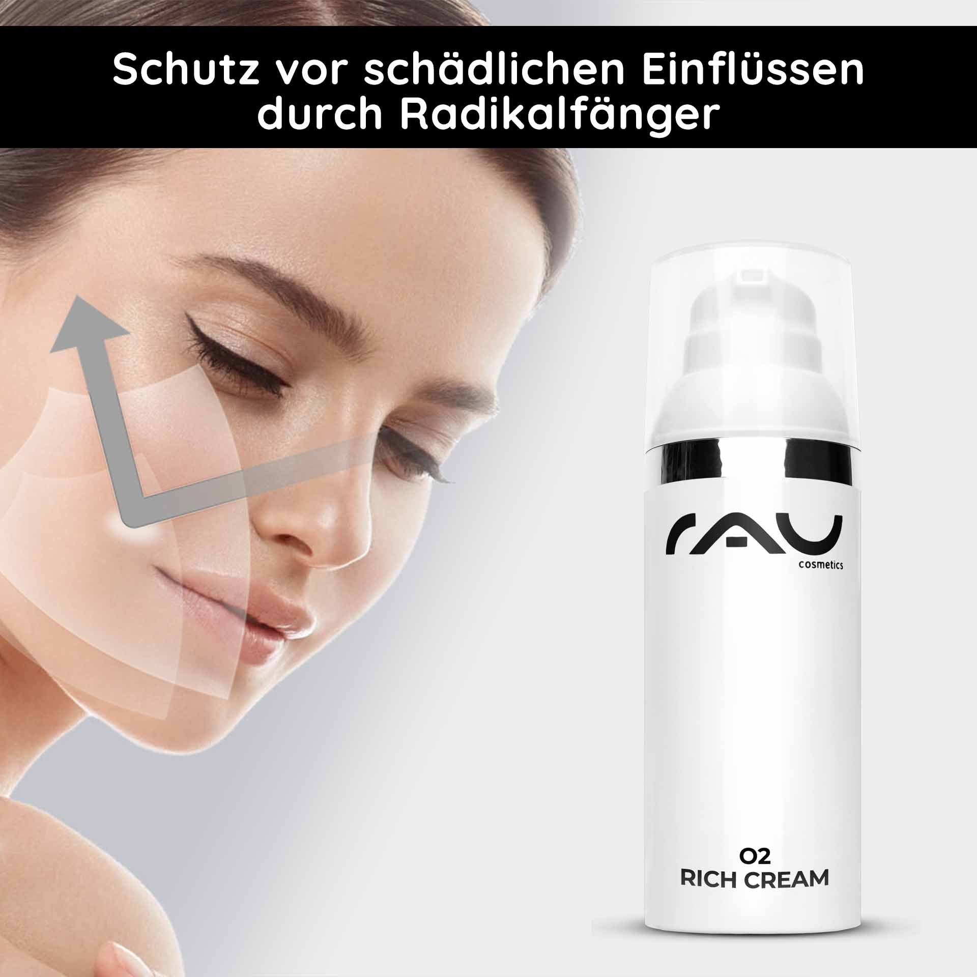 RAU O2 Rich Cream 50 ml - Reichhaltige Nachtcreme im Tiegel con silbernem Etikett per regenerationsbedürftige pelle.