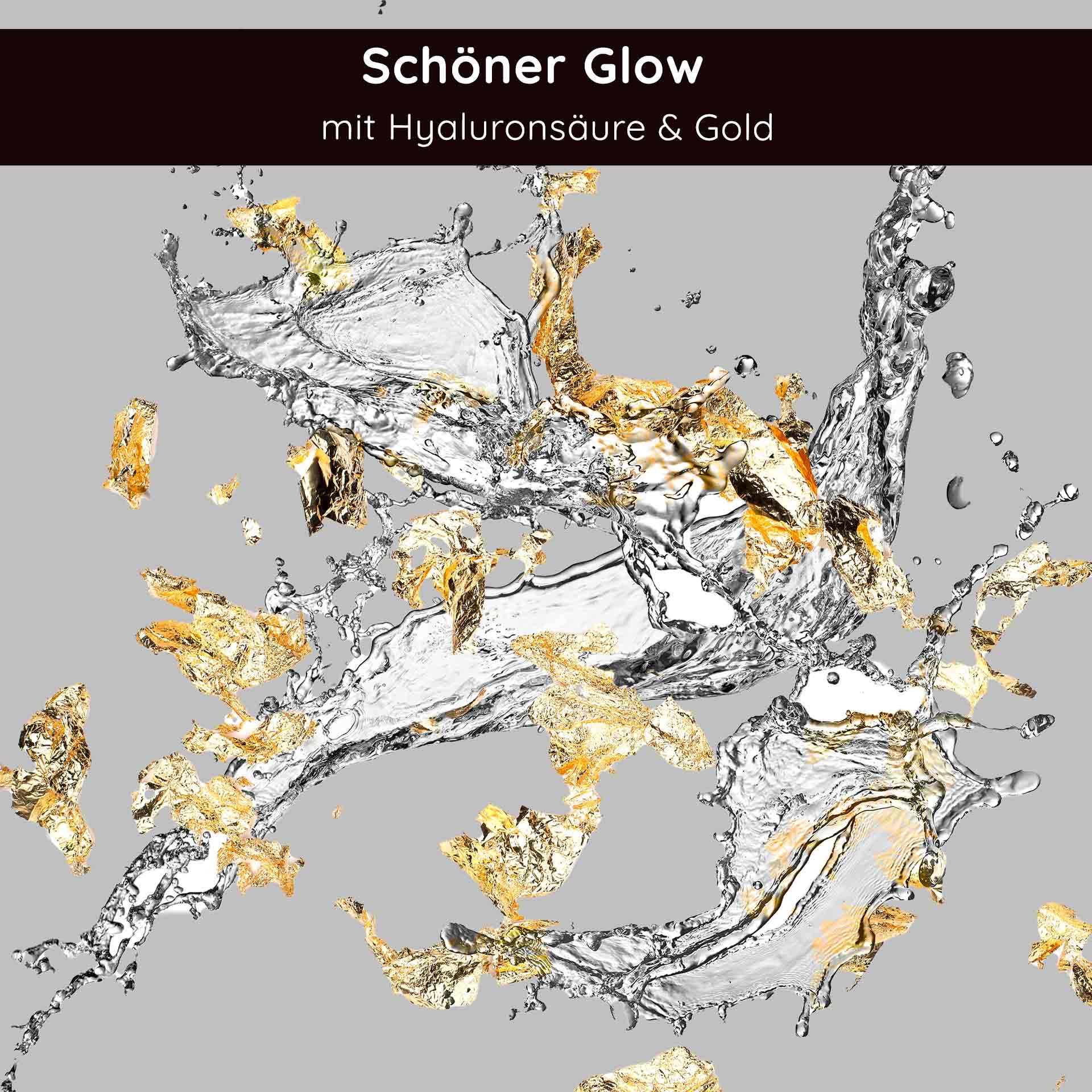 Schöner Glow con Hyaluronsäure e 23kt Gold, luxuriöse Hautpflege, anti-aging-Siero, feuchtigkeitsspendend e strahlend.