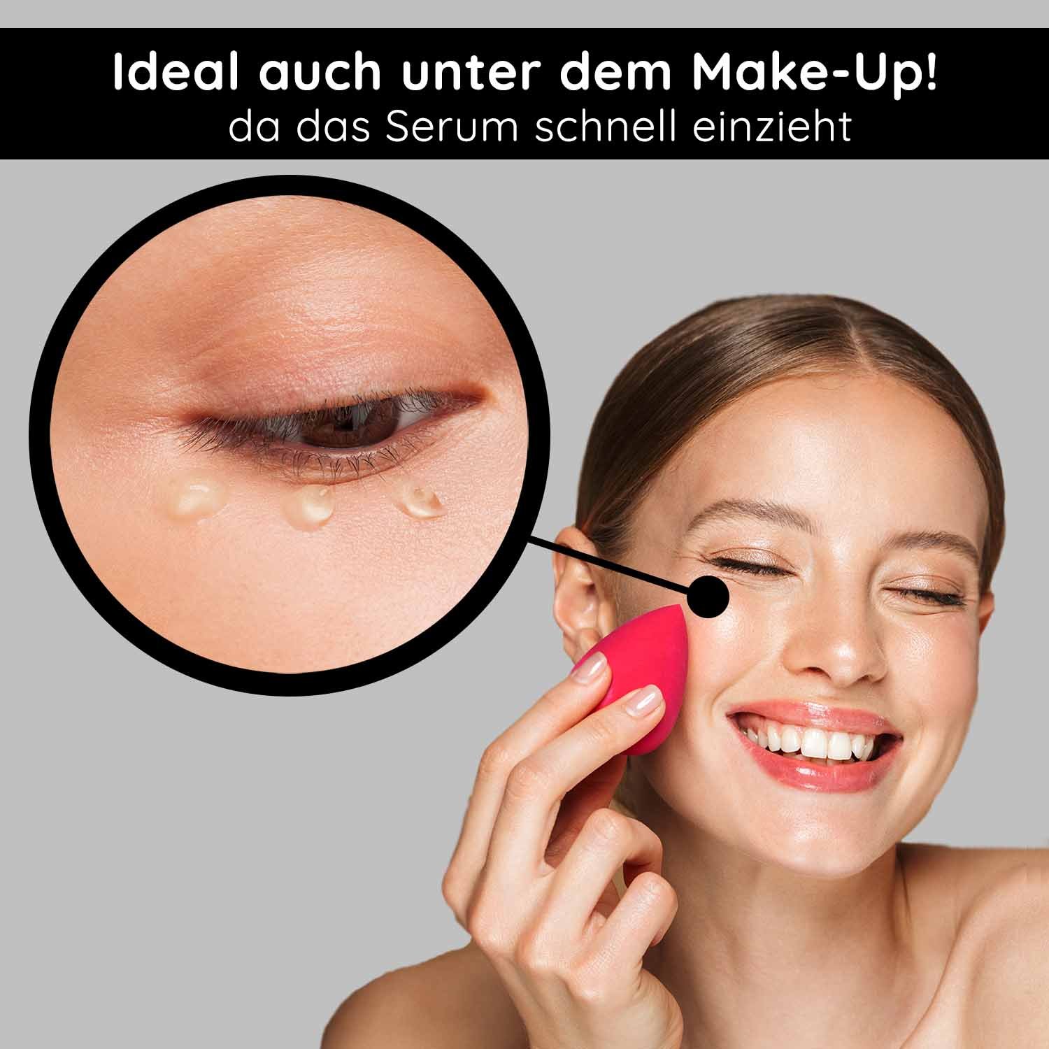 Ideale Make-up Basis: Das Hyaluron-Serum zieht schnell ein und bereitet die Haut optimal auf das tägliche Make-up vor.