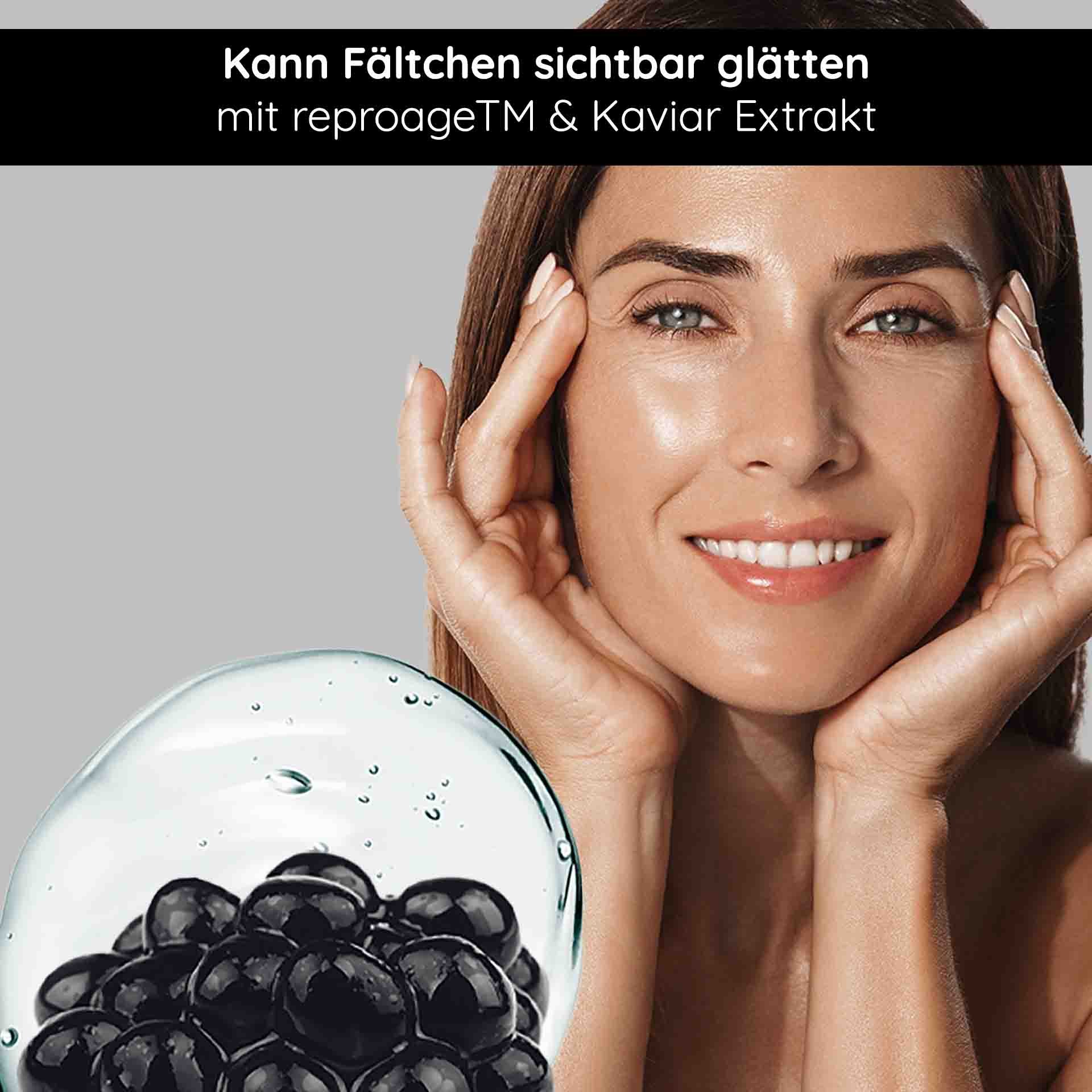 RAU Cosmetics Caviar Lifting Serum Roll-On 5 ml in confezione pregiata – Sierio anti-age con estratto di caviale e peptidi Reproage™ per pelli mature