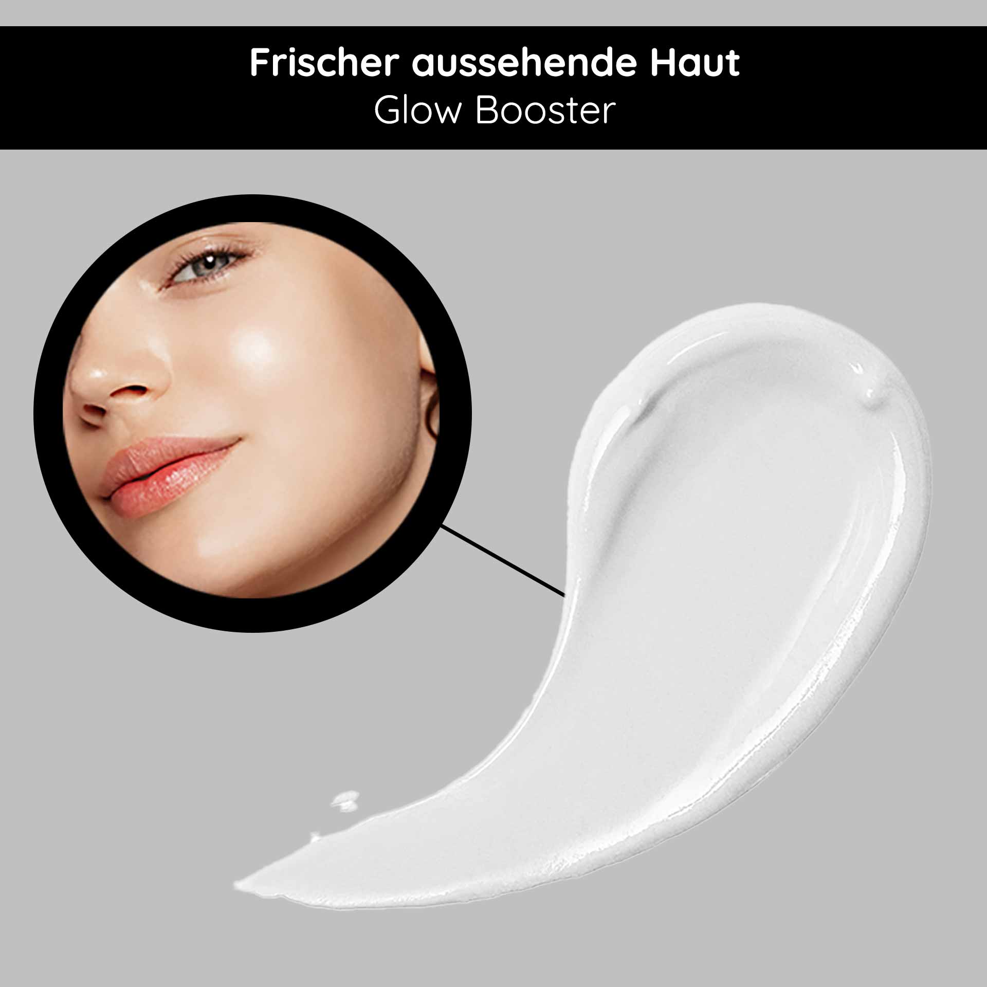 Hyaluron Cream SPF10 50 ml Crema viso con protezione UV Frischer aussehende Haut mit Glow Booster, abgebildet durch strahlendes Hautbild und Creme-Textur.