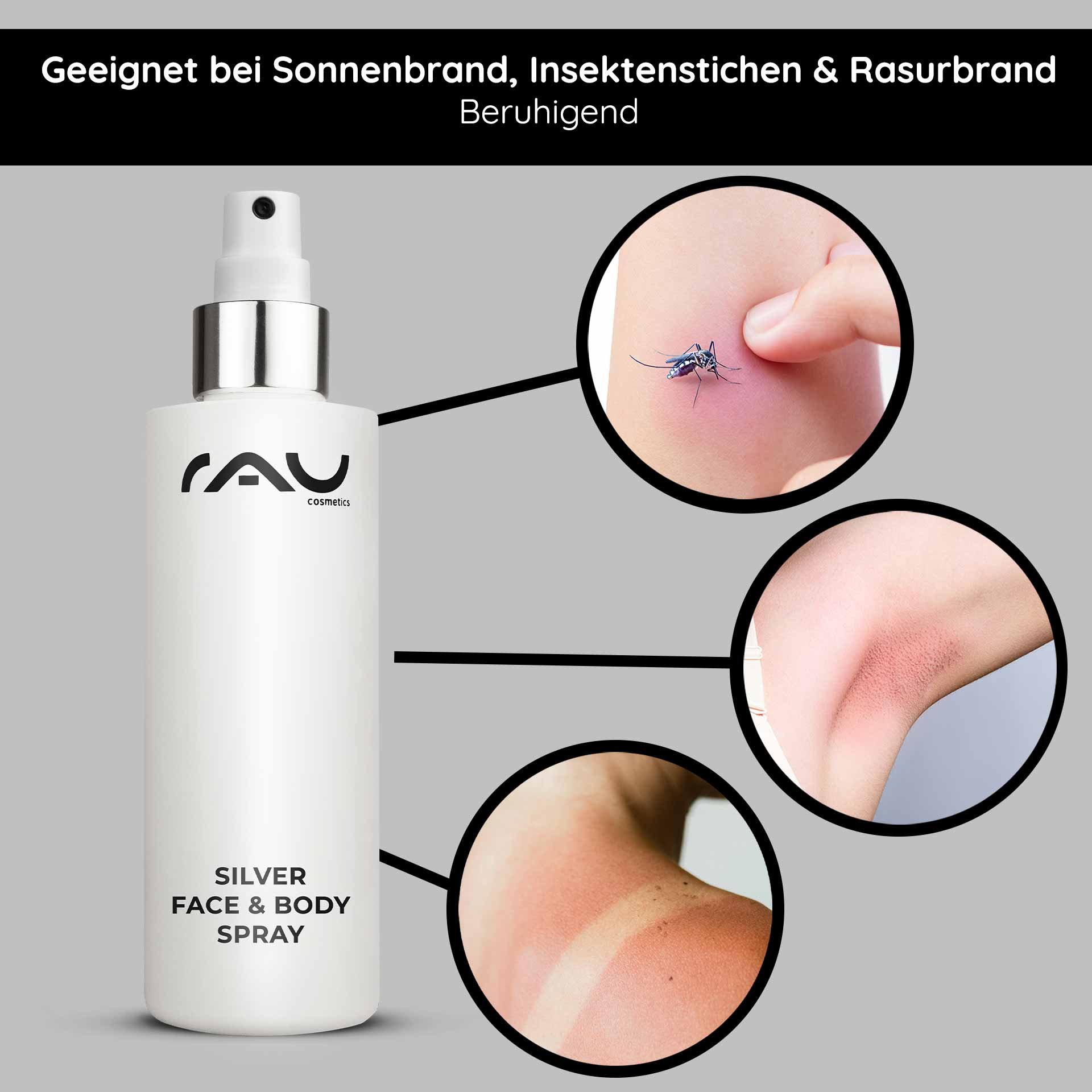 Silver Face and Body Spray Anwendungsbereiche bei Sonnenbrand, Insektenstichen e Rasurbrand
