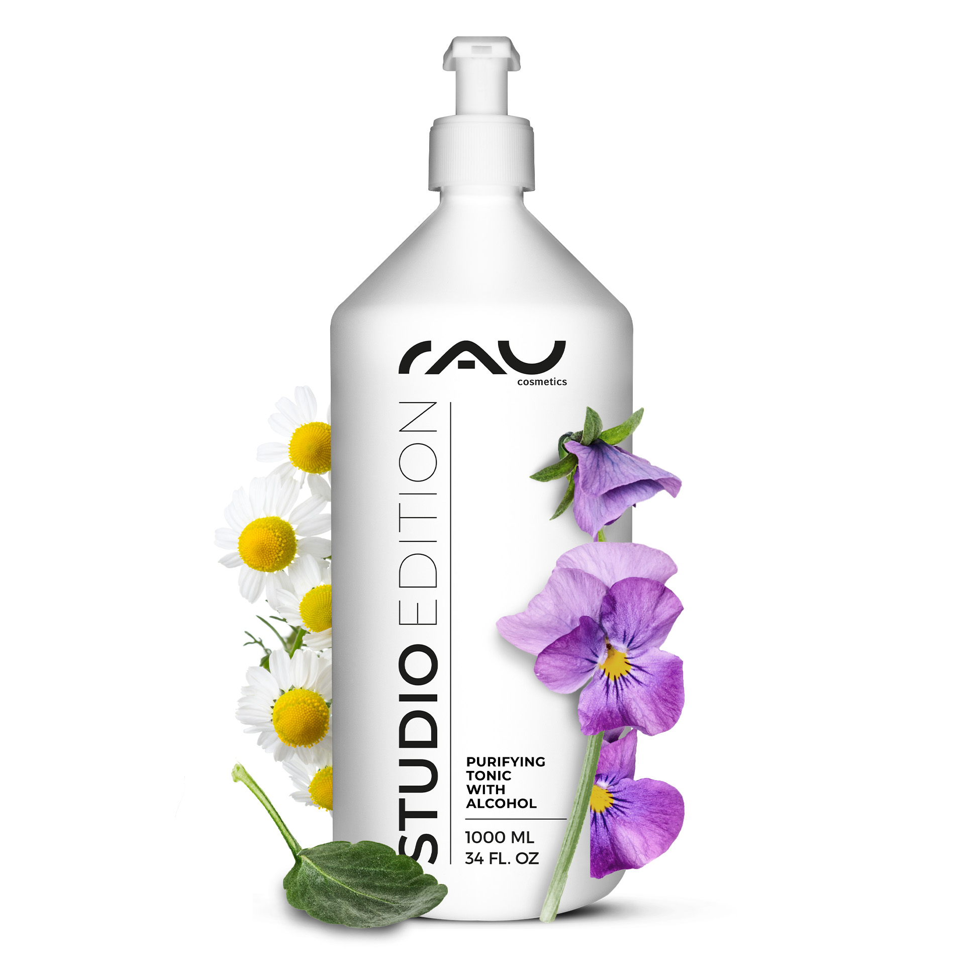 Tonico purificante con alcool 1000 ml contro la pelle impura Flasche, Lotion, Blume, Pflanze, Kräuterig