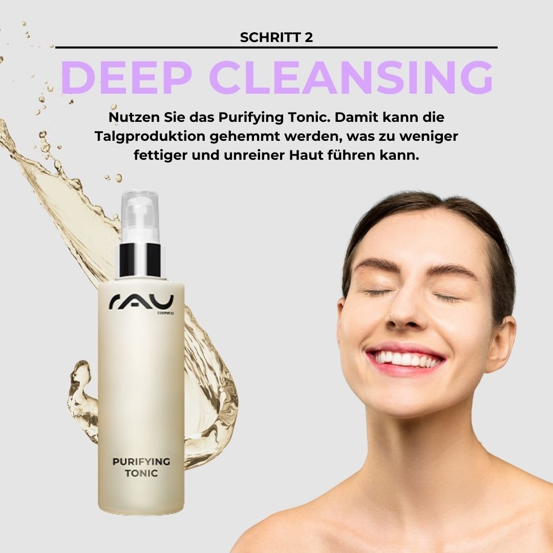 RAU Cosmetics Pflegeset impura, grassa pelle – Basis Routine con Reinigungsgel, Spezial Tonic e Anti-Unreinheiten-Crema zur Regulierung von Talgproduktion e Porenverfeinerung