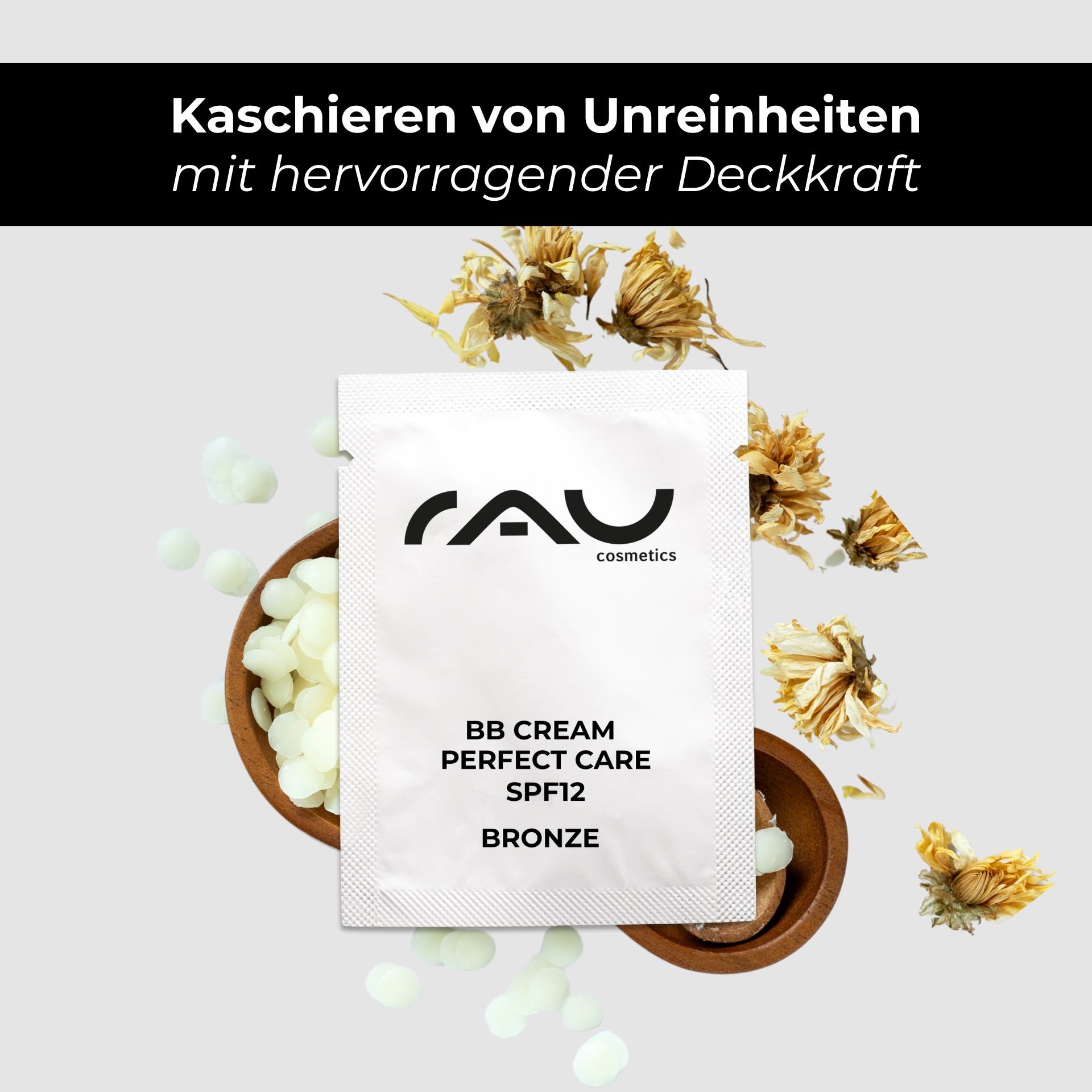 Campione di consistenza della RAU BB Cream Perfect Care Bronze — Consistenza cremosa per un incarnato uniforme.